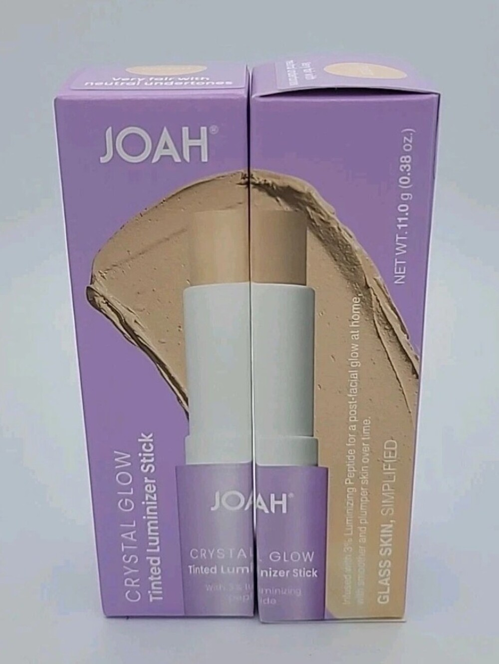 2x Joah Crystal Glow Tinted Luminizer Stick FN020  Very Fair Neutral Undertones